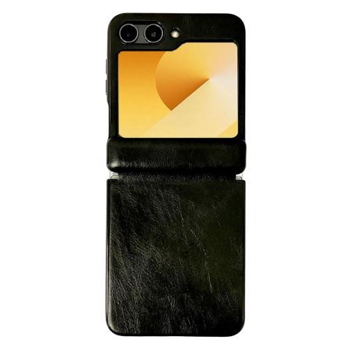 

For Samsung Galaxy Z Flip6 Integrated Magnetic Axis Crazy Horse Texture Phone Case(Black)