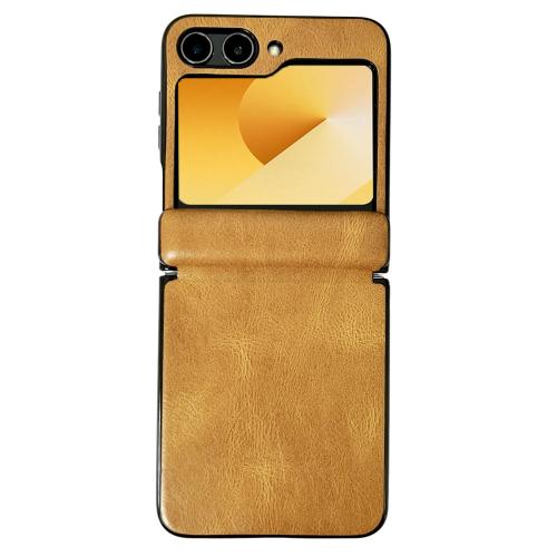 

For Samsung Galaxy Z Flip5 Integrated Magnetic Axis Crazy Horse Texture Phone Case(Yellow)