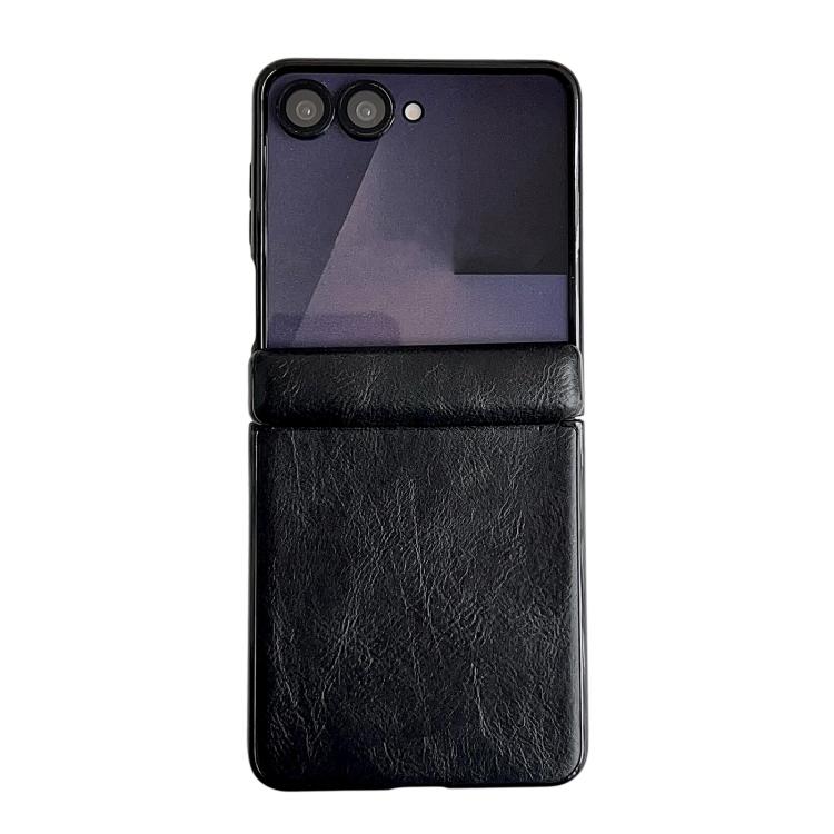 

For Samsung Galaxy Z Flip7 Integrated Magnetic Axis Crazy Horse Texture Phone Case(Black)