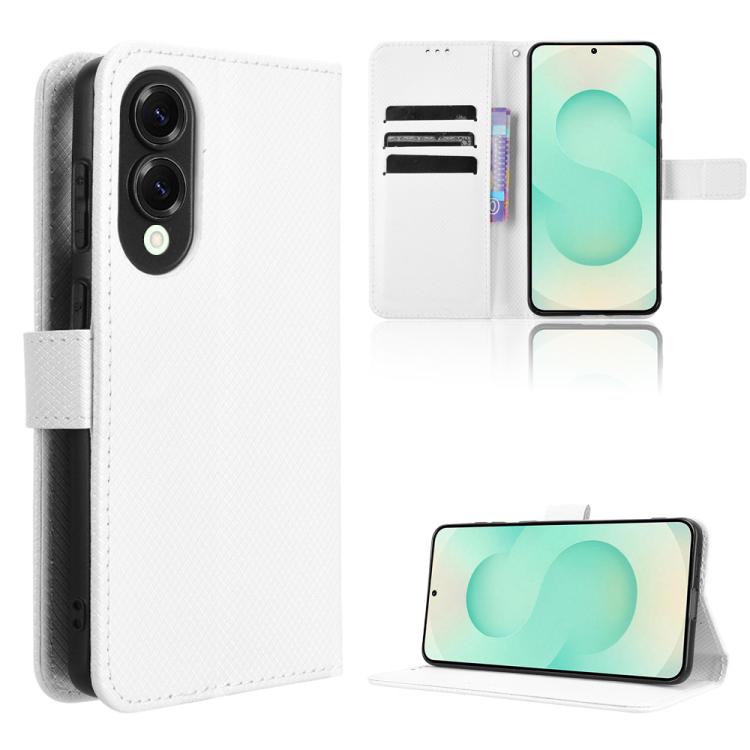 

For Samsung Galaxy S25 Edge 5G Diamond Texture Leather Phone Case(White)