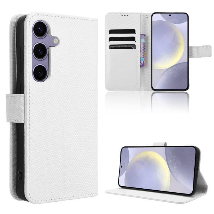 

For Samsung Galaxy S25 FE 5G Diamond Texture Leather Phone Case(White)