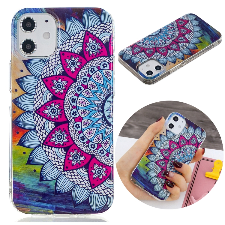 

For iPhone 12 mini Luminous TPU Soft Protective Case(Half Flower)