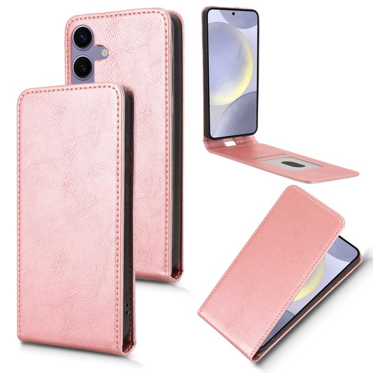 

For Samsung Galaxy S24 5G Magnetic Vertical Flip Leather Phone Case(Rose Gold)