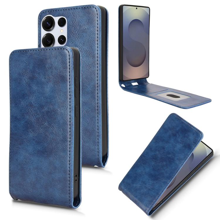 

For Samsung Galaxy S25 Ultra 5G Magnetic Vertical Flip Leather Phone Case(Blue)