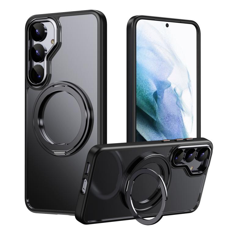 

For Samsung Galaxy S25+ 5G Frosted 360 Degree MagSafe Magnetic Holder Phone Case(Black)