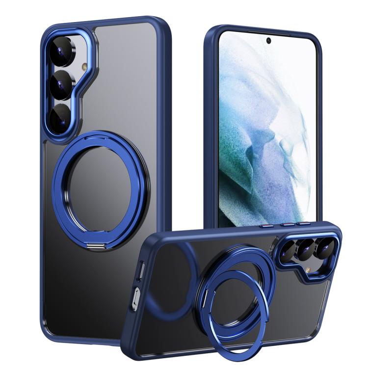 

For Samsung Galaxy S25+ 5G Frosted 360 Degree MagSafe Magnetic Holder Phone Case(Blue)