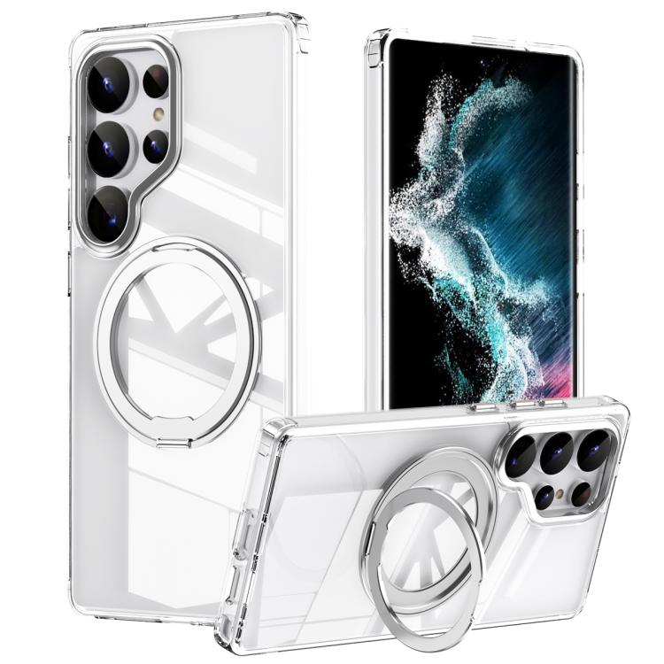 

For Samsung Galaxy S25 Ultra 5G Frosted 360 Degree MagSafe Magnetic Holder Phone Case(Silver)