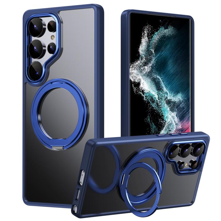 

For Samsung Galaxy S25 Ultra 5G Frosted 360 Degree MagSafe Magnetic Holder Phone Case(Blue)