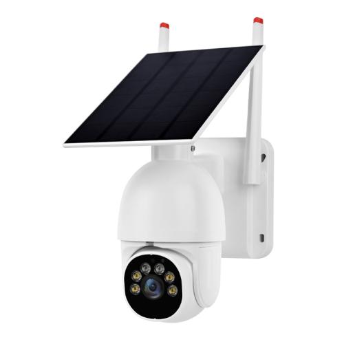 1080P Outdoor Low Power Solar Panel HD WiFi Surveillance Camera, with Battery(White)