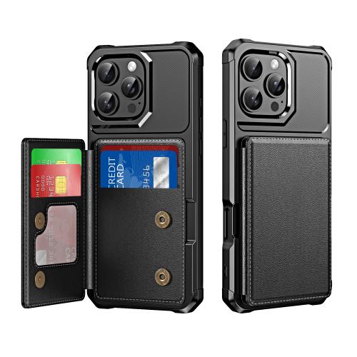 

For iPhone 16 Pro Max Horizontal Flip Card Bag Holder Leather Phone Case(Black)