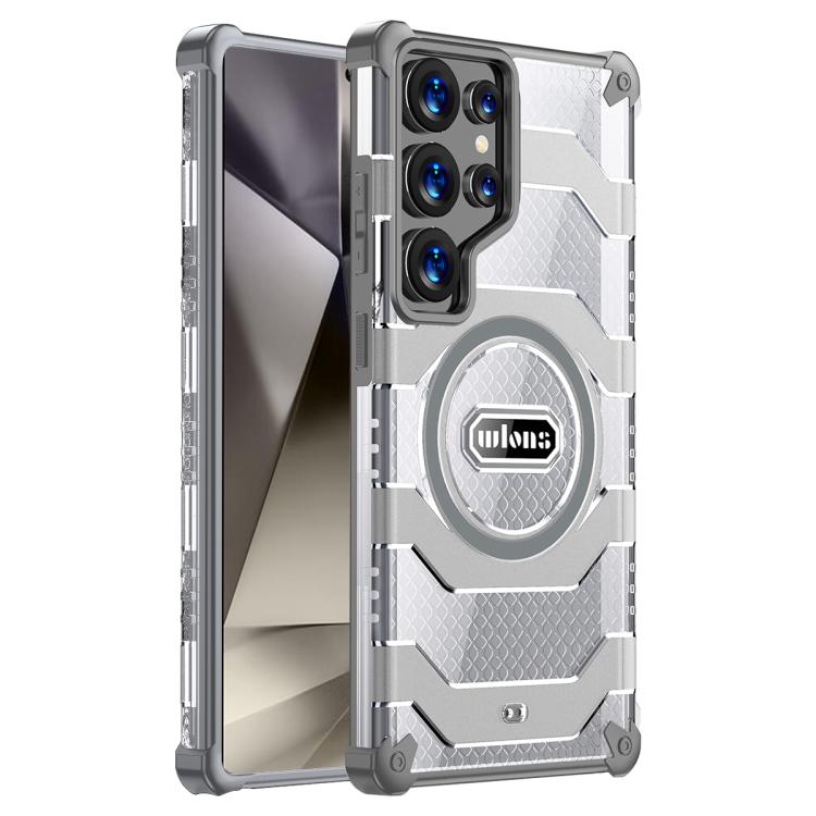 

For Samsung Galaxy S25 Ultra 5G wlons Explorer Series PC Hybrid TPU MagSafe Magnetic Case(Grey)