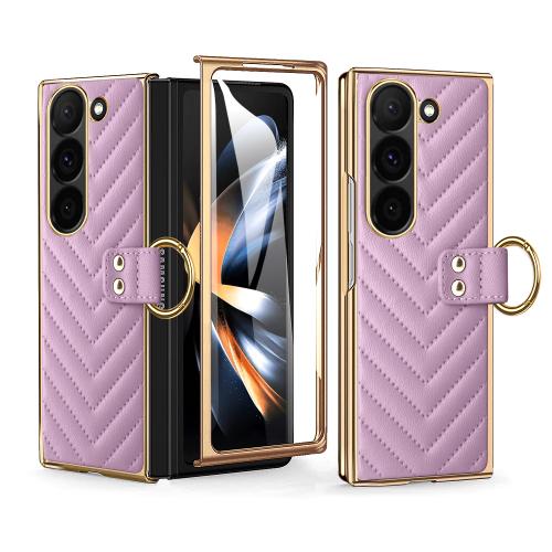 

For Samsung Galaxy Z Fold5 VIETAO Dream Series Metal Ring Leather Phone Case(Purple)