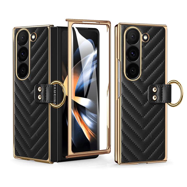 

For Samsung Galaxy Z Fold3 5G VIETAO Dream Series Metal Ring Leather Phone Case(Black)