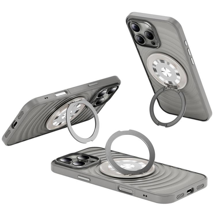 

For iPhone 16 Pro Skin Ripples MagSafe Holder Phone Case(Titanium Gray)