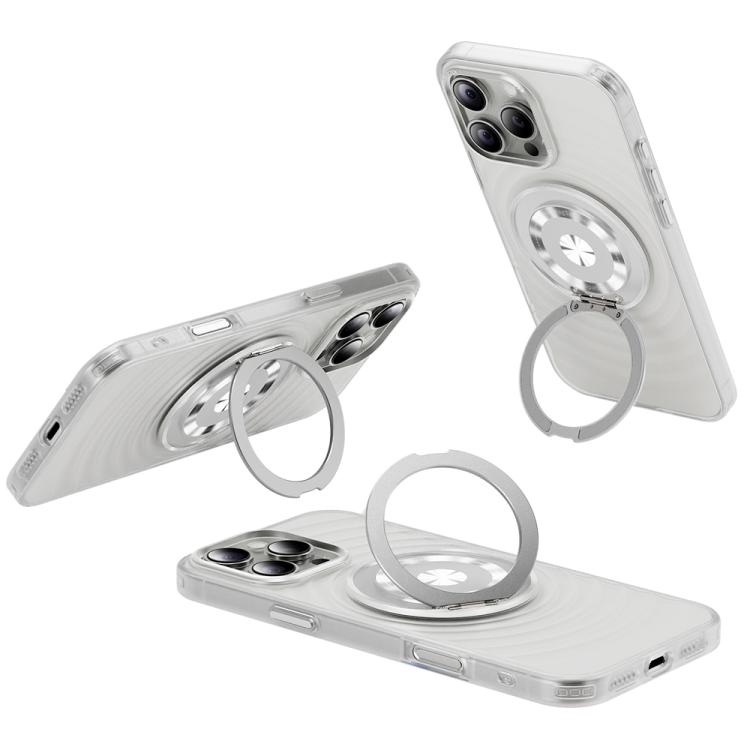 

For iPhone 16 Pro Skin Ripples MagSafe Holder Phone Case(Transparent White)