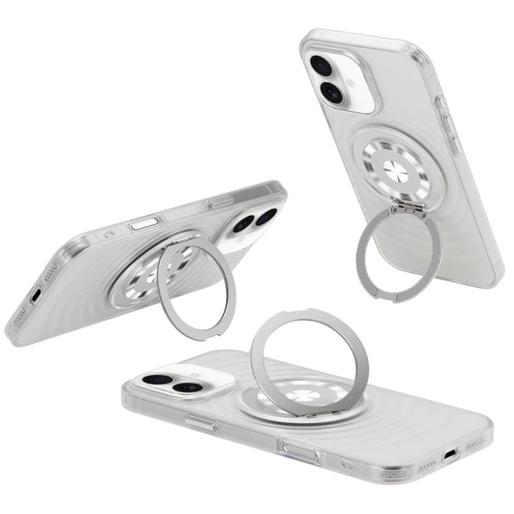 

For iPhone 16 Skin Ripples MagSafe Holder Phone Case(Transparent White)