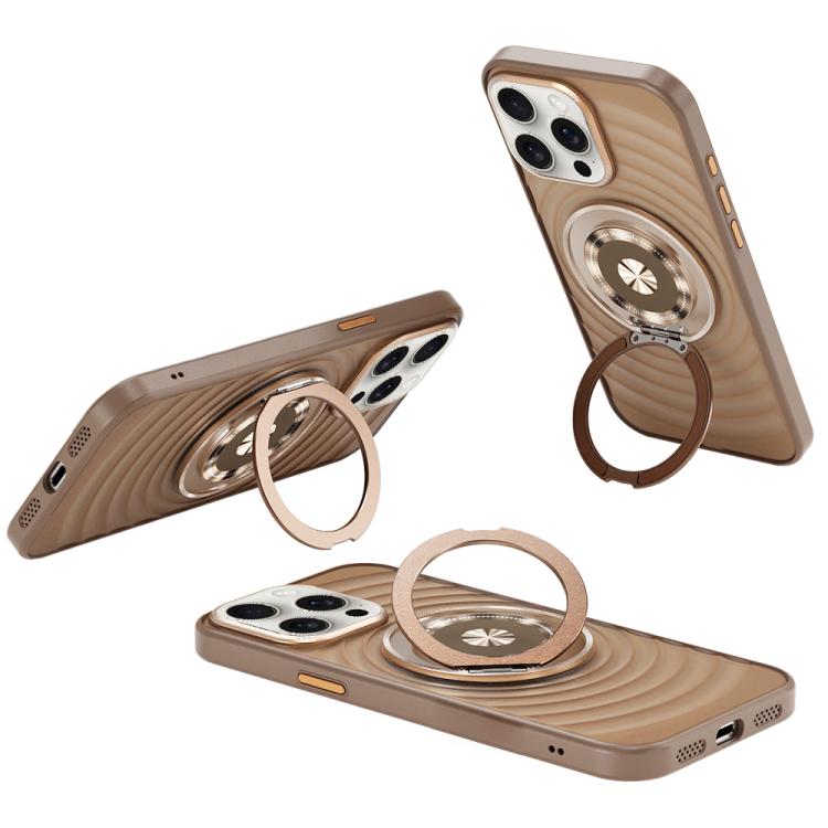 

For iPhone 14 Pro Skin Ripples MagSafe Holder Phone Case(Desert Gold)