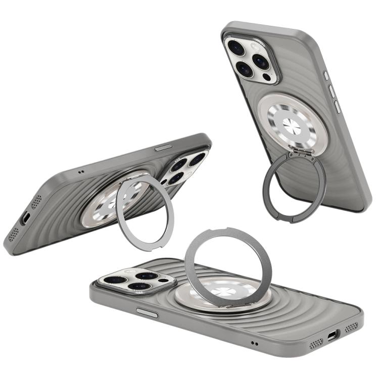 

For iPhone 14 Pro Skin Ripples MagSafe Holder Phone Case(Titanium Gray)