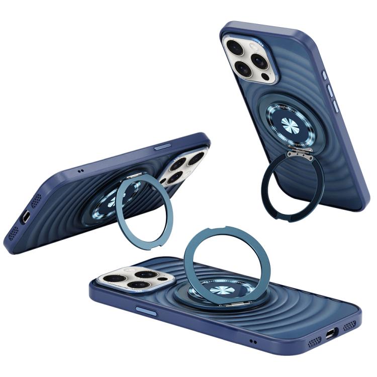 

For iPhone 14 Pro Max Skin Ripples MagSafe Holder Phone Case(Sierra Blue)