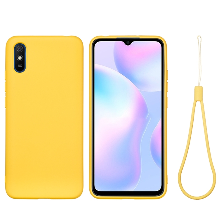 

For Xiaomi Redmi 9A Pure Color Liquid Silicone Shockproof Full Coverage Case(Yellow)