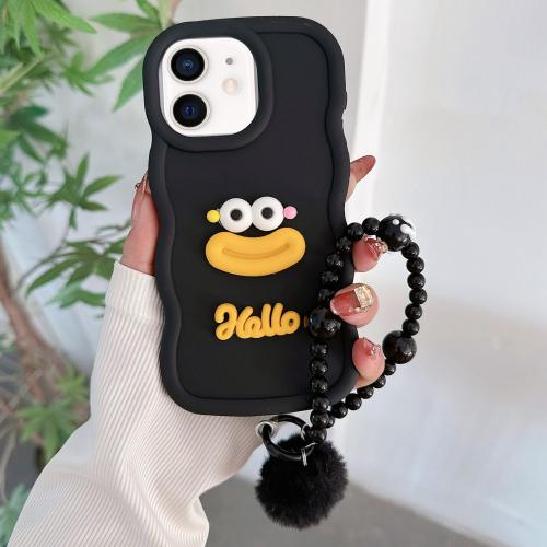 

For iPhone 11 Cartoon Sausage Mouth TPU Phone Case with Bead Chain(Black)