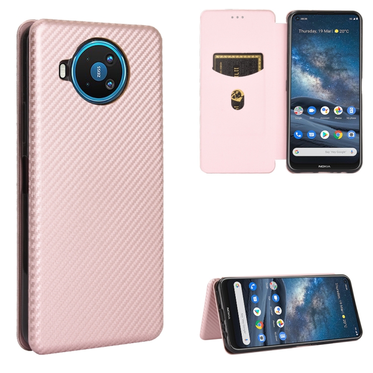 For Nokia 5G Carbon Fiber Texture Horizontal Flip TPU PC
