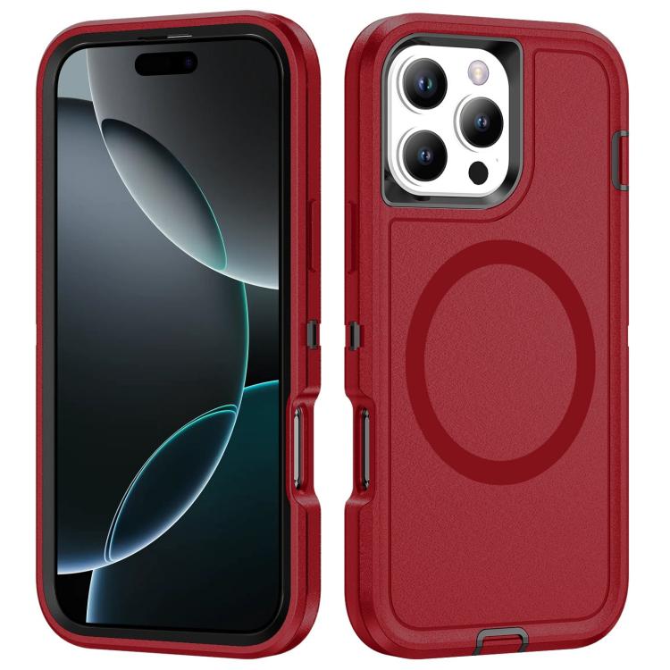 

For iPhone 16 Pro Life Waterproof Rugged MagSafe Magnetic Phone Case(Red)