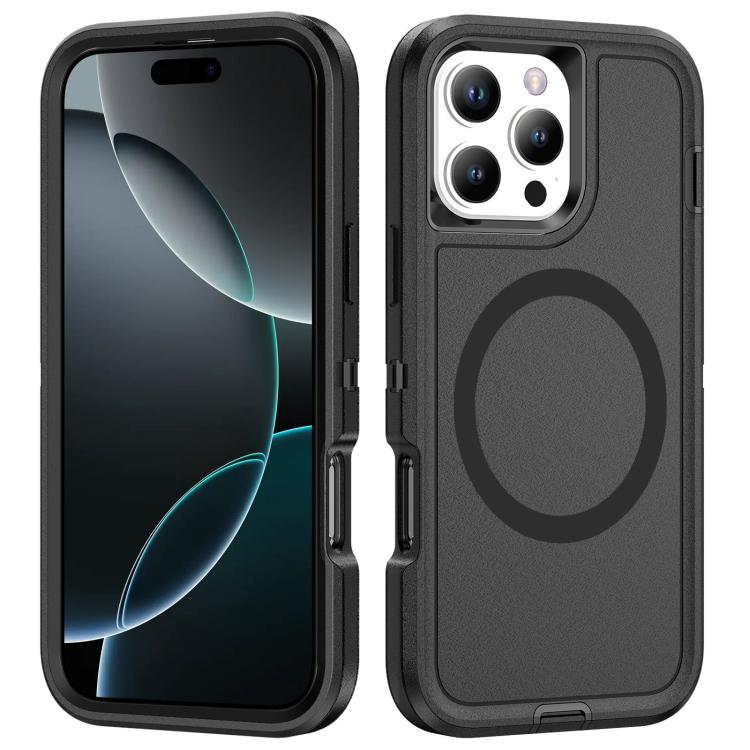 

For iPhone 16 Pro Life Waterproof Rugged MagSafe Magnetic Phone Case(Black)