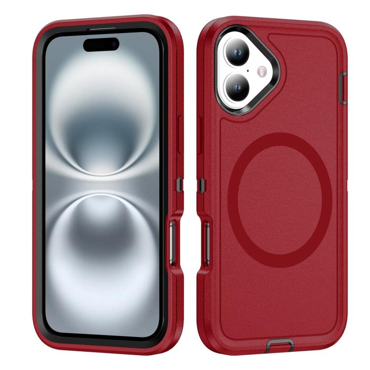

For iPhone 16 Life Waterproof Rugged MagSafe Magnetic Phone Case(Red)