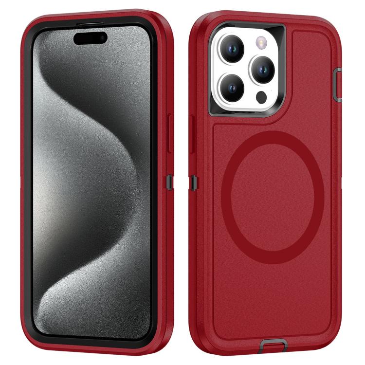 

For iPhone 15 Pro Life Waterproof Rugged MagSafe Magnetic Phone Case(Red)