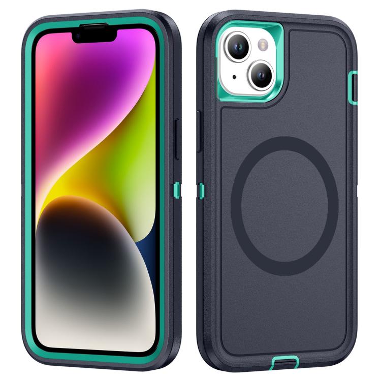 

For iPhone 13 / 14 Life Waterproof Rugged MagSafe Magnetic Phone Case(Dark Blue+Light Blue)