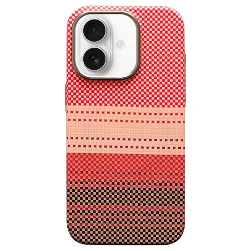 

For iPhone 16 Metal Lens Protection Frame MagSafe PC Phone Case(Sunset Orange)