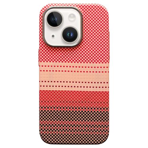 

For iPhone 15 Plus Metal Lens Protection Frame MagSafe PC Phone Case(Sunset Orange)