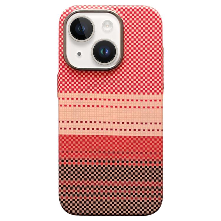 

For iPhone 14 Plus Metal Lens Protection Frame MagSafe PC Phone Case(Sunset Orange)