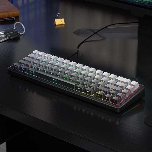 

AULA F65 67 Keys 2.4G / BT / Wired Three Model RGB Gaske Mechanical Keyboard(Gradient Grey-Purple Axis)