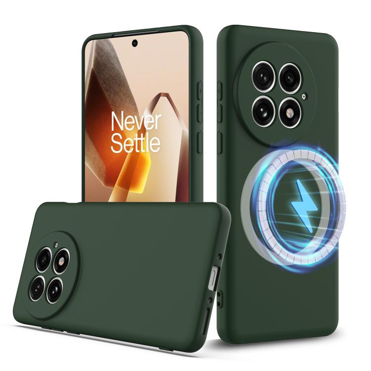

For OnePlus 13 Shockproof Silicone Magsafe Phone Case(Dark Green)