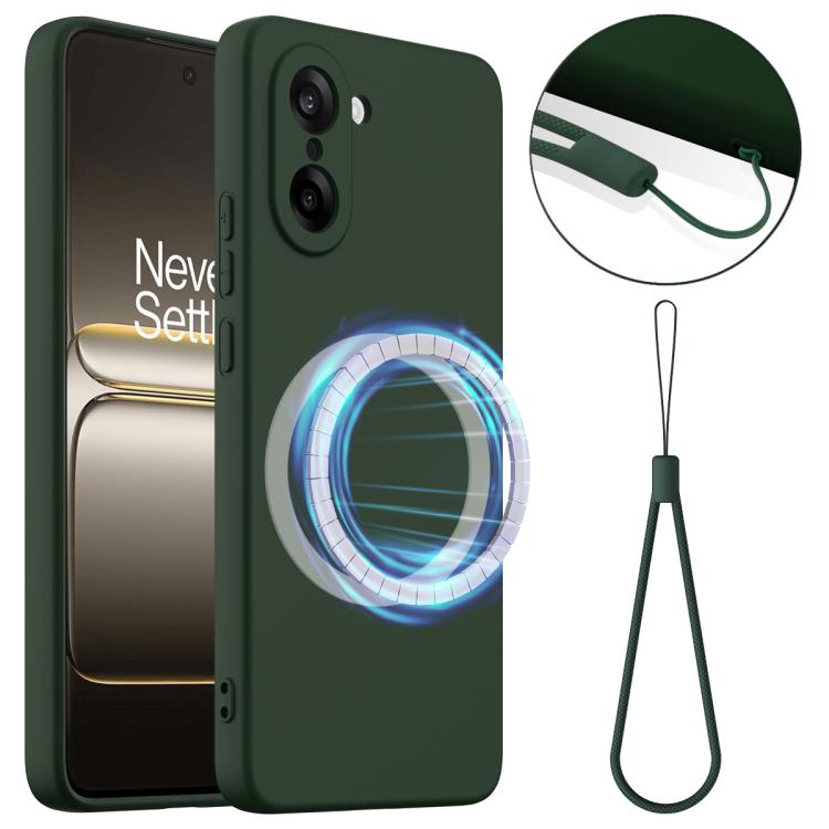 

For OnePlus Ace 5 Racing / Nord CE5 Shockproof Silicone Magsafe Phone Case(Dark Green)