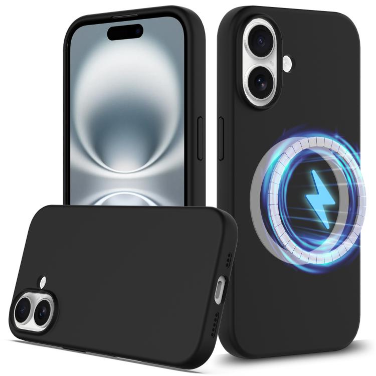 

For iPhone 16 Plus Silicone Magsafe Phone Case with Camera Control Button(Black)