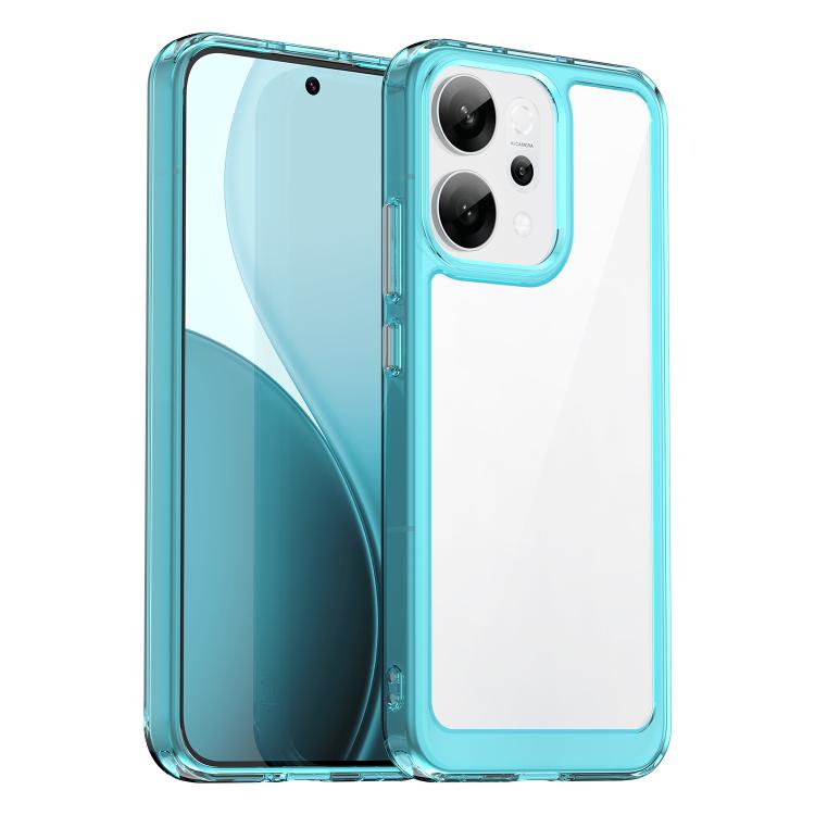 

For OPPO Reno14 Global Colorful Series Acrylic Hybrid TPU Phone Case(Transparent Blue)