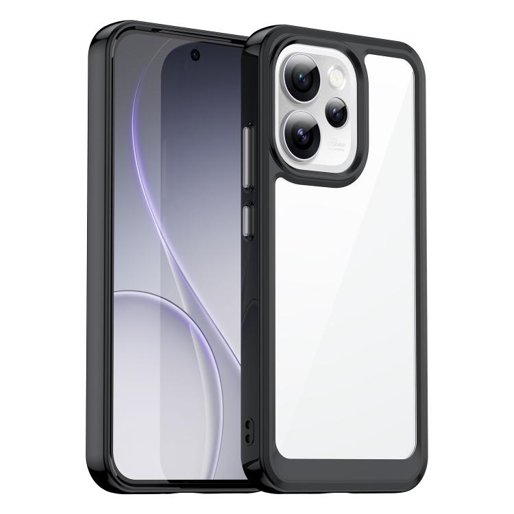 

For OPPO Reno15 Pro Mini 5G Colorful Series Acrylic Hybrid TPU Phone Case(Black)