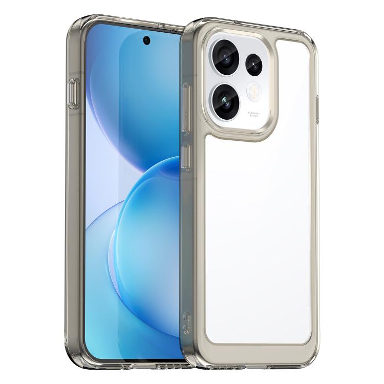 For OPPO Reno16 5G Global Colorful Series Acrylic Hybrid TPU Phone Case(Transparent Grey)