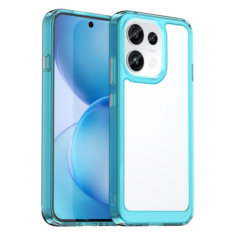 For OPPO Reno16 F 5G Colorful Series Acrylic Hybrid TPU Phone Case(Transparent Blue)