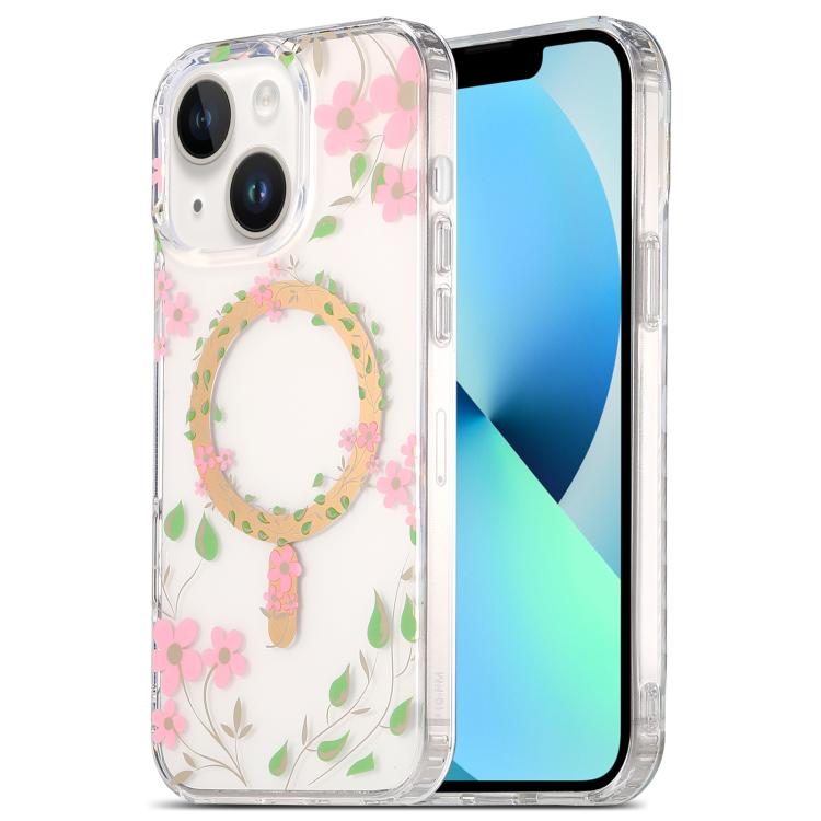 

For iPhone 13 Dual-side Laminating IMD MagSafe Phone Case(Pink Flowers)