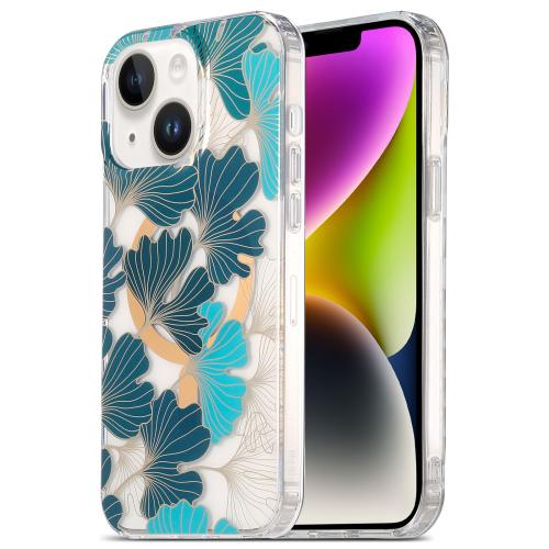 

For iPhone 14 Plus Dual-side Laminating IMD MagSafe Phone Case(Leaves)