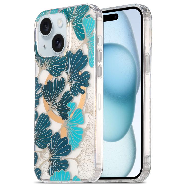 

For iPhone 15 Dual-side Laminating IMD MagSafe Phone Case(Leaves)