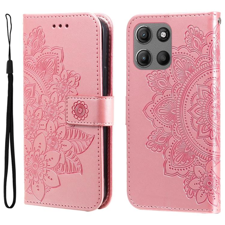 For Motorola Moto G15 Power 4G / Motorola Moto G15 4G Phone Cases Mandala Flower Leather Wallet Mobile Cover With Strap - Black - View #5