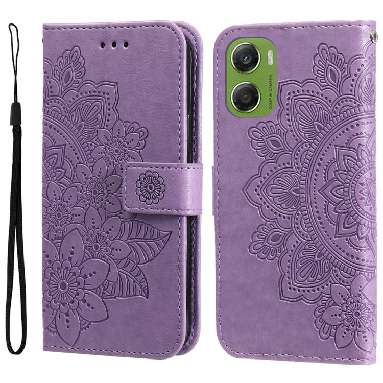 

For Motorola Moto G06 4G Seven-petal Flowers Embossing Leather Phone Case(Light Purple)