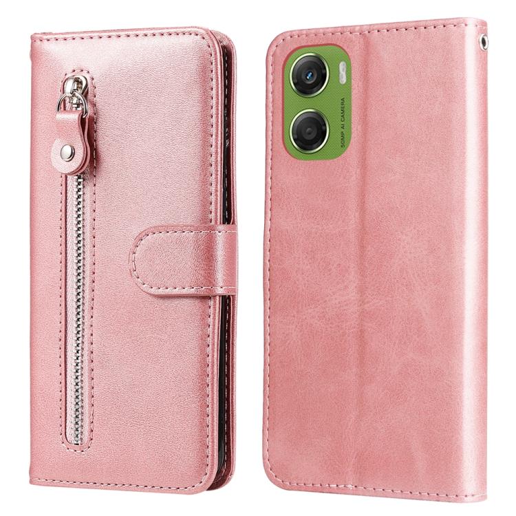 

For Motorola Moto G06 4G Fashion Calf Texture Zipper Leather Phone Case(Rose Gold)