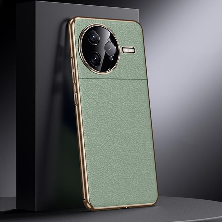 

For Redmi K80 Pro Genuine Leather PC Phone Case(Green)