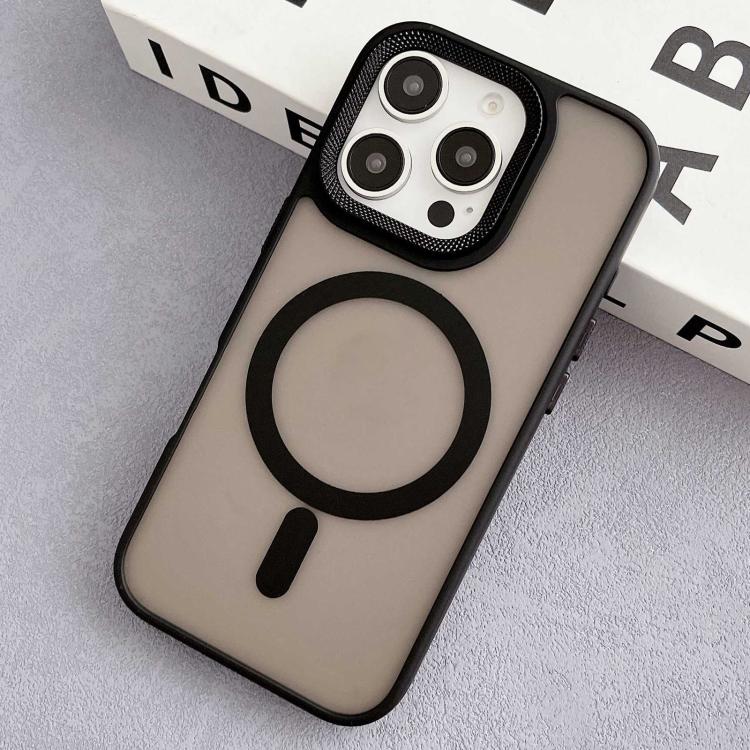 

For iPhone 16 Pro Diamond Lens Frame PC Hybrid TPU MagSafe Phone Case(Black)
